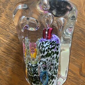 Multicolor Artistic Glass Paper weight GES 52 0n bottom,🎄💕gorgeous!